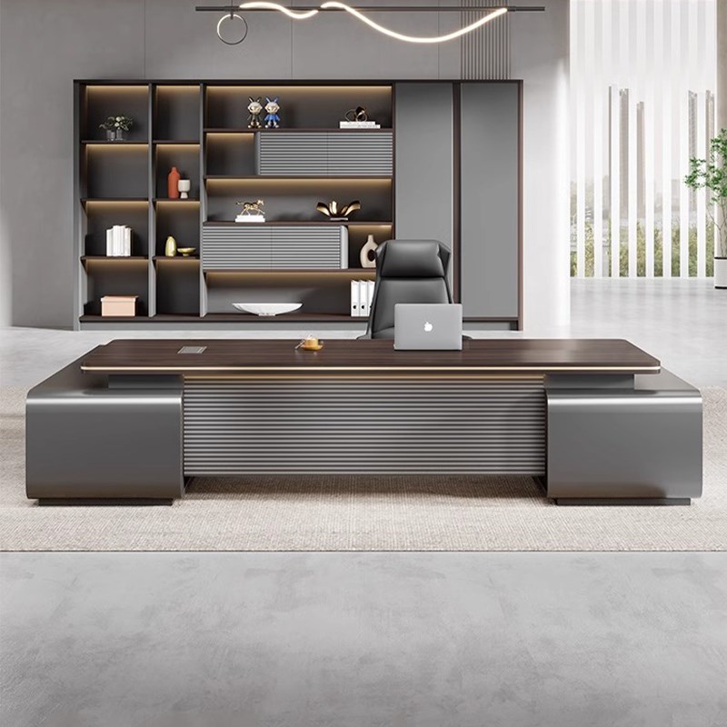 轻奢办公桌椅组合简约现代总裁老板桌领导室高级感家具经理大班台