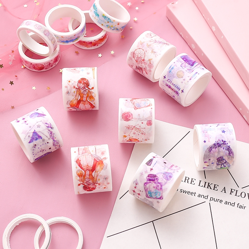 少女心和纸手账胶带复古风可爱彩色胶卷十二星座素材胶纸网红套装