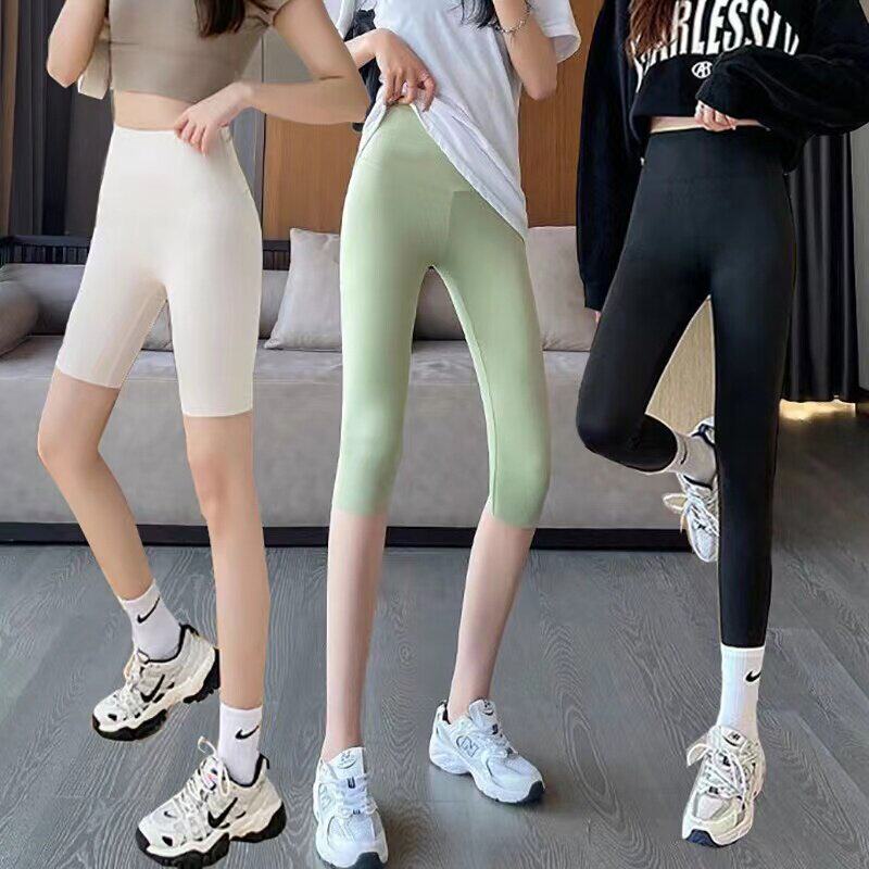 高腰修身游泳半裤女五分裤夏季防晒打底泳裤长裤单件薄款女孩微胖