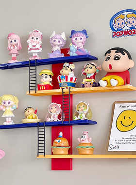 壁挂式labubu盲盒置物架免打孔泡泡玛特手办收纳架房间摆件展示架