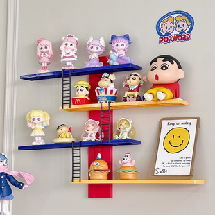 壁挂式 labubu盲盒置物架免打孔泡泡玛特手办收纳架房间摆件展示架