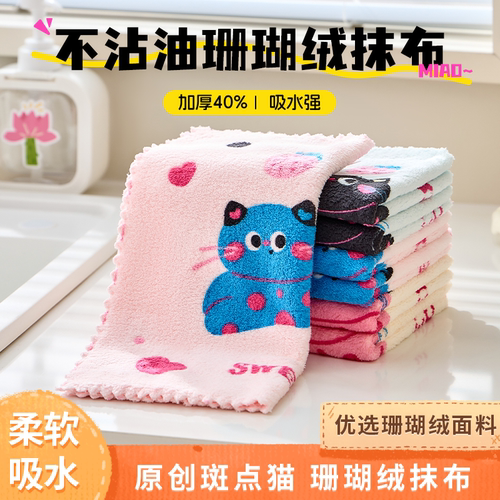 珊瑚绒卡通抹布不掉毛不沾油