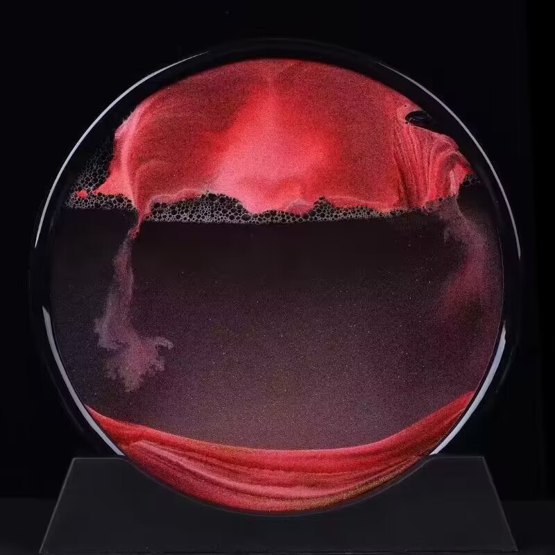 朱砂水飞砂流沙画摆件 3D沙漏桌面紫金砂朱砂摆件办公文化工艺品