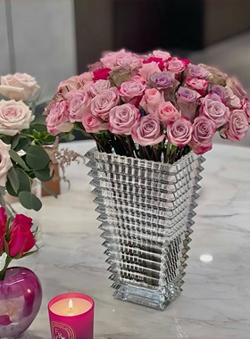 HUNTE品牌集合店 巴卡原矿水晶花瓶全手工高档轻奢客厅琉璃花瓶