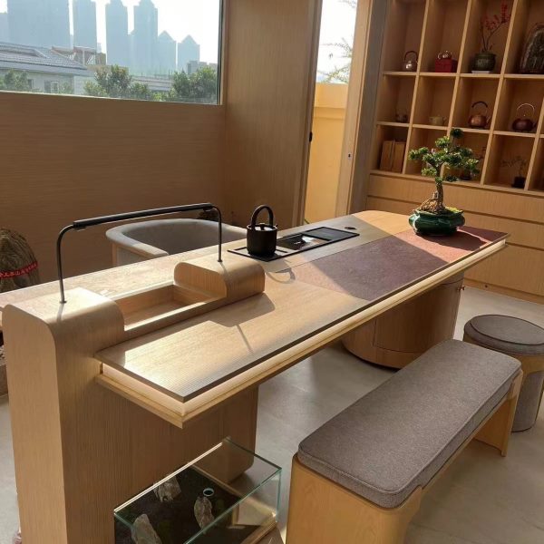 轻奢新款阳台感实木小型高级茶桌2024现代黑胡桃木胡桃木茶桌