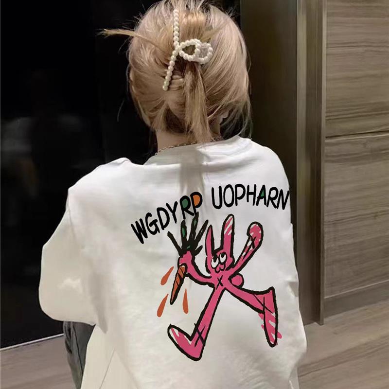 夏季纯棉白色短袖t恤女2025新款爆款正肩设计感美式半袖宽松上衣