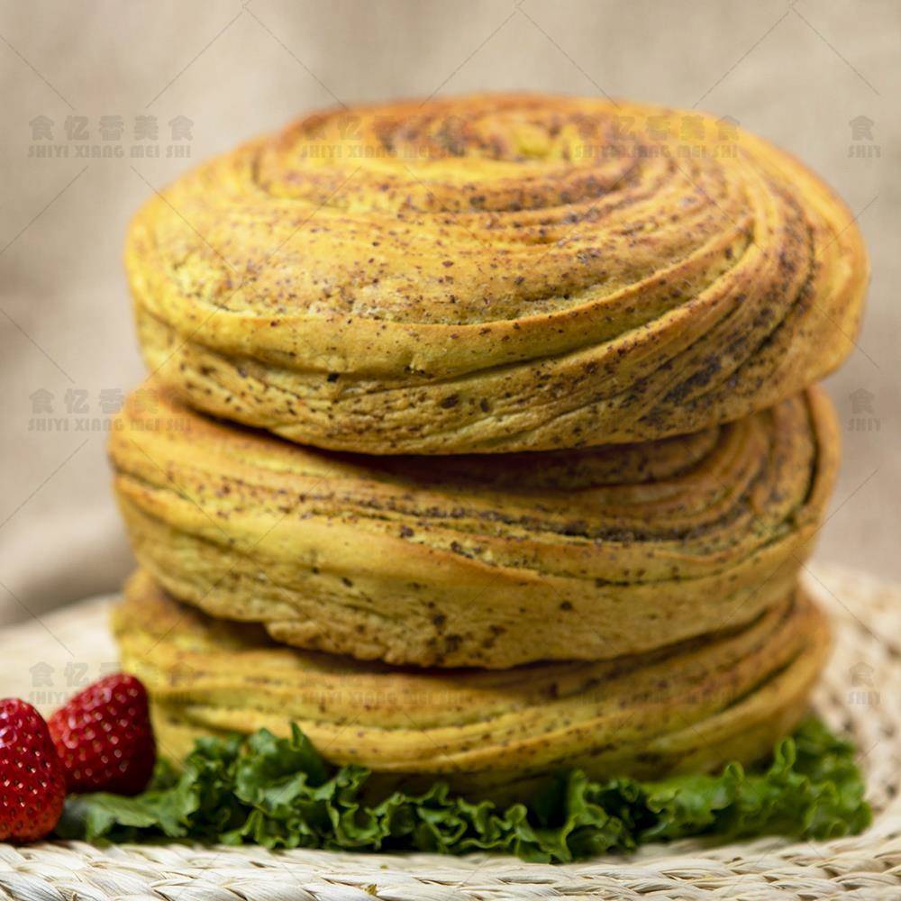 甘肃特产胡麻烤馍烤莲花千层烤饼平凉锅盔手工馍馍酥饼美食早餐