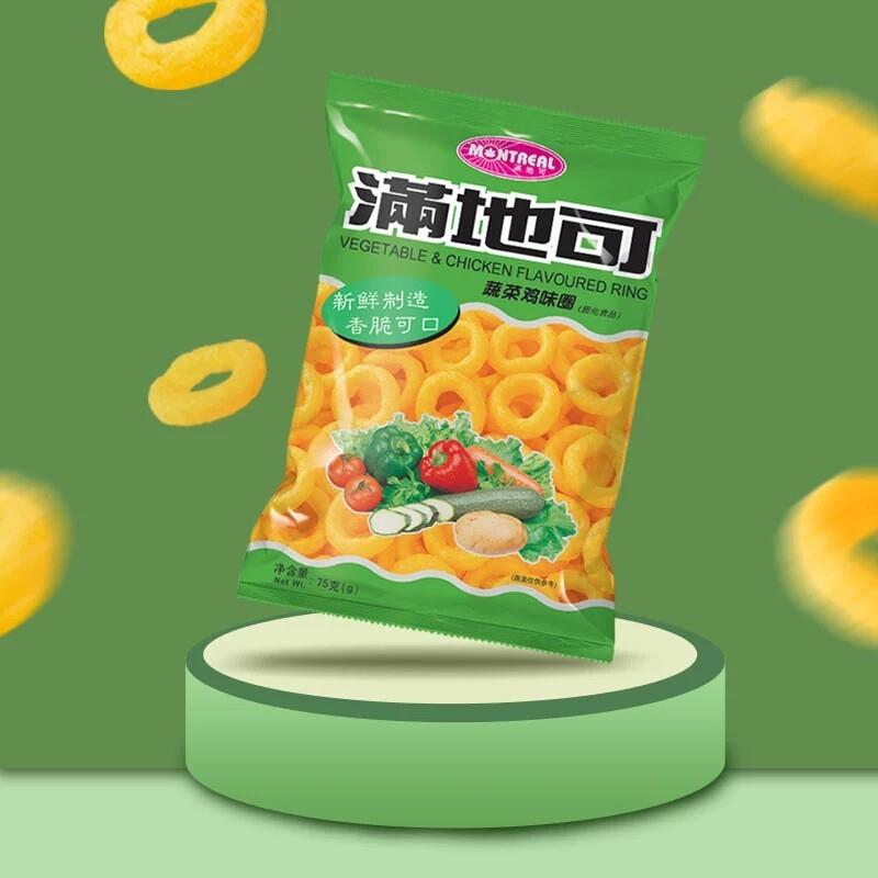 满地可蔬菜鸡味圈75g办公室薯片膨化怀旧聚会出游儿童休闲零食品