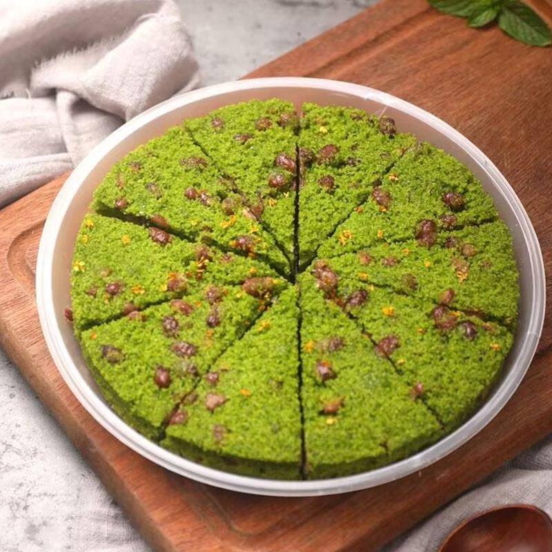 新货峰仔麦青红豆糕350g/袋早餐半成品糯米松糕桂花糕大麦苗汁米