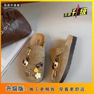 35-42码大码包头半拖鞋女洞洞鞋一脚蹬勃肯凉拖2025年春季新款