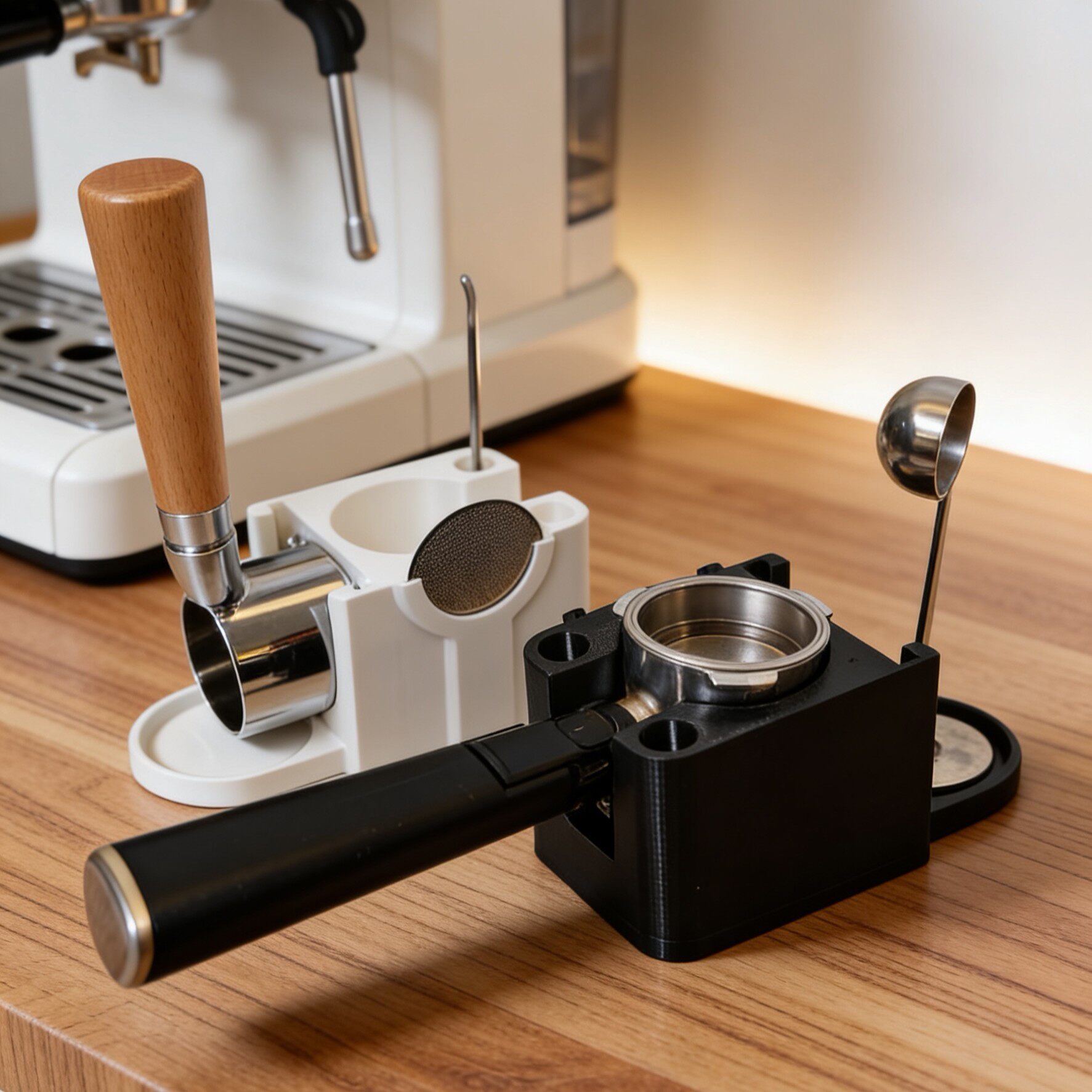 咖啡压粉套装手柄支架布粉器压粉锤52/58mm通用咖啡器具收纳底座A