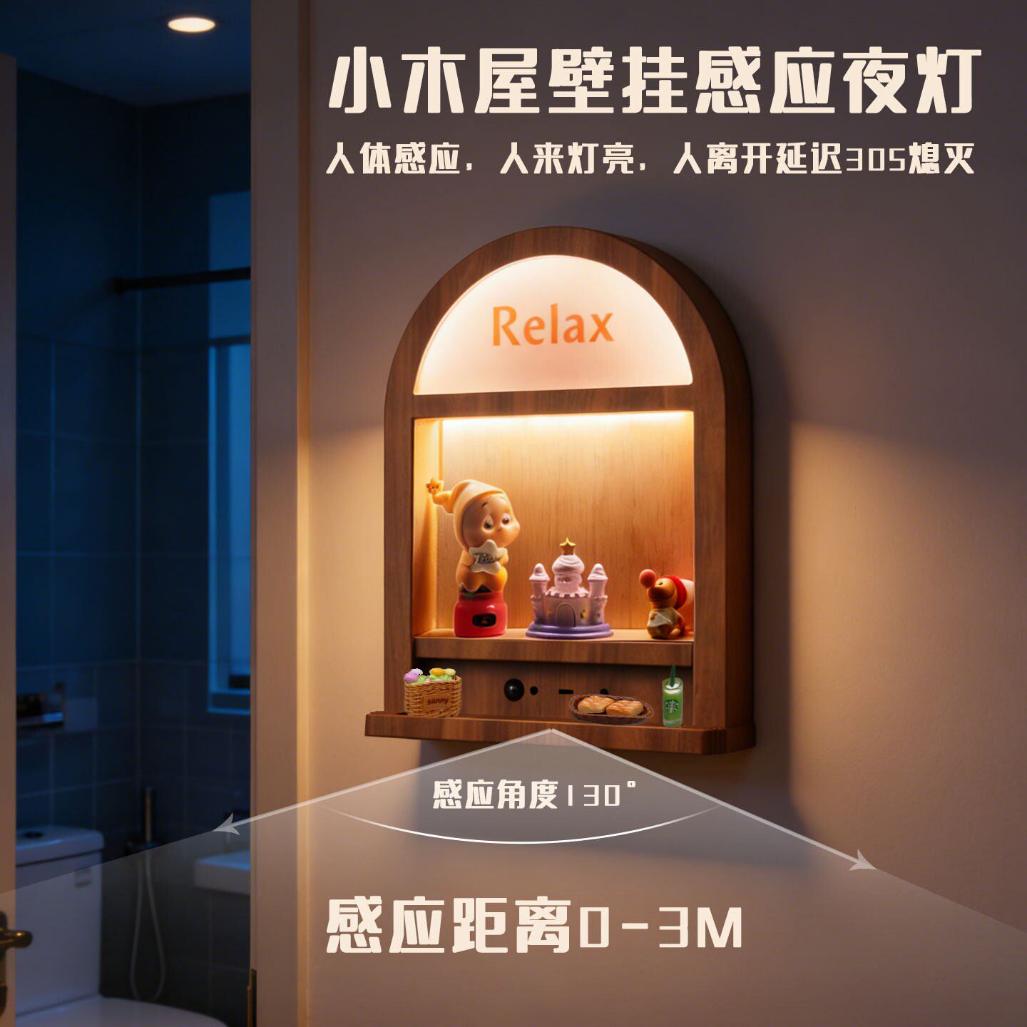 汤姆和杰瑞小木屋壁挂感应夜灯老鼠门洞人体感应小夜灯过道装饰灯图片