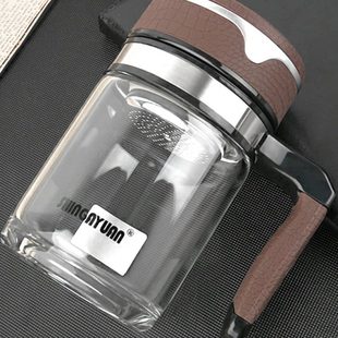新家园带手把透明玻璃杯男女单双层茶杯子手柄轻奢高硼硅办公防烫