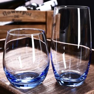 水晶玻璃透明玻璃杯家用水杯子茶杯啤酒饮料杯情侣水杯 创意个性