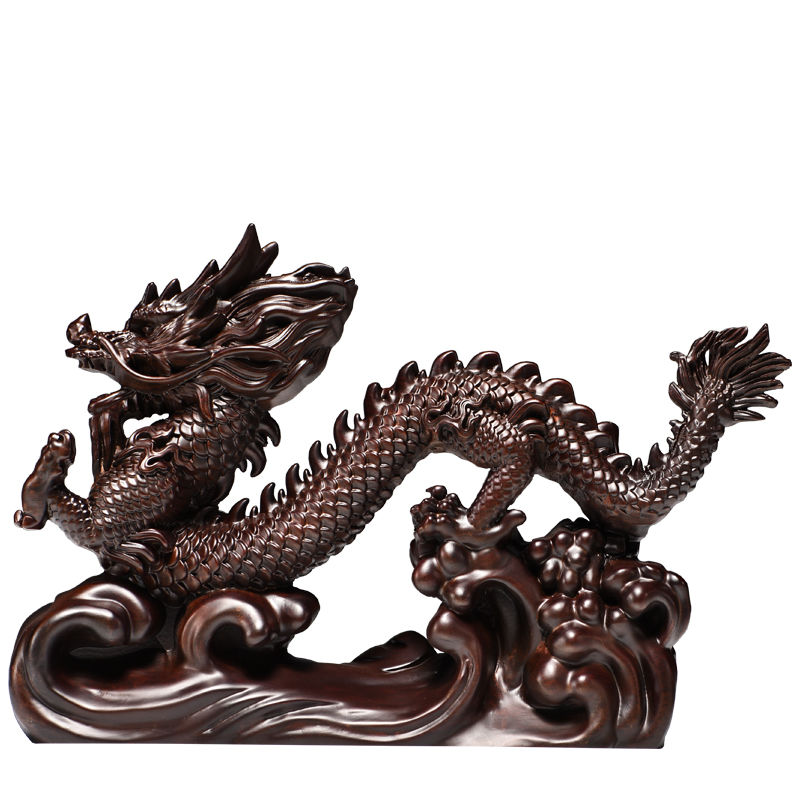 黑檀木雕龙实木动物生肖龙摆设家居客厅办公室装饰中式工艺品