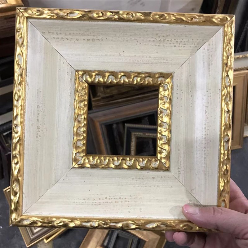 白金色古典实木油画框天隆实木拼图相框摆台空框挂墙装裱定制