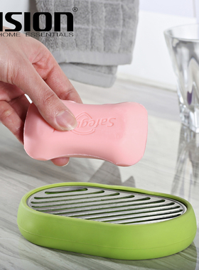 IION吸盘肥皂盒免打孔香皂架沥水创意圆形洗脸研磨肥皂架