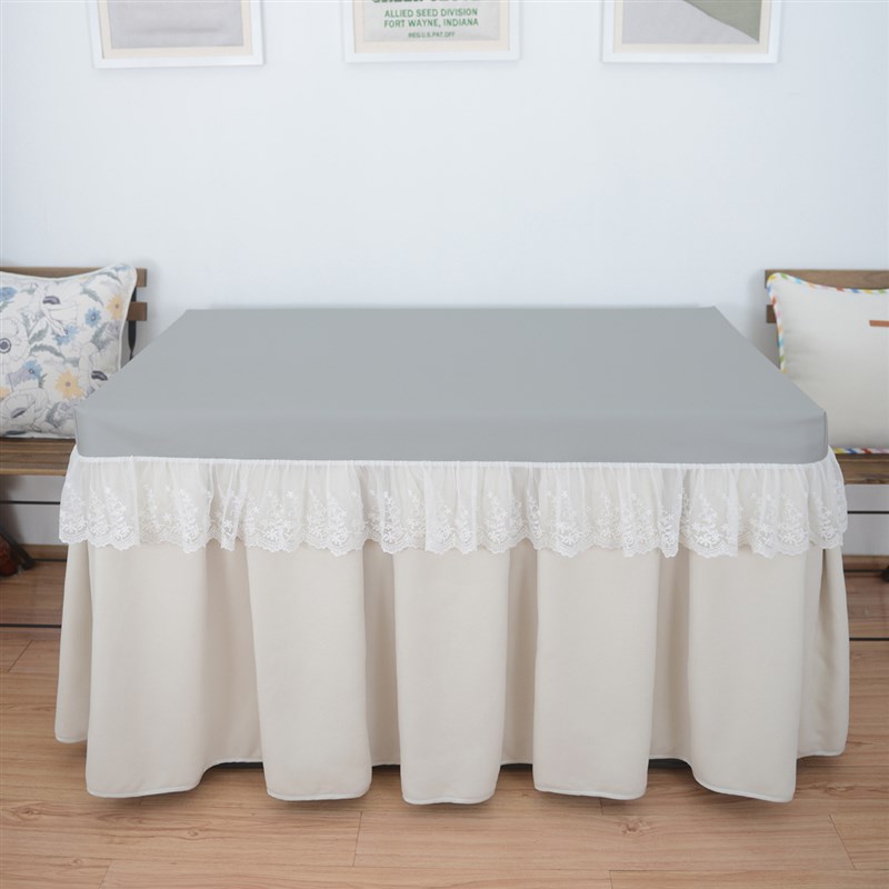 冬季防油防水奶油风米白色保暖加绒纯色烤火罩电炉罩电取暖桌罩