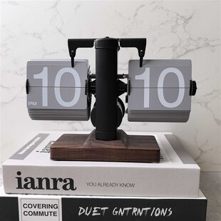 创意自动翻页钟表复古客厅座钟现代械时钟摆钟家装 台钟