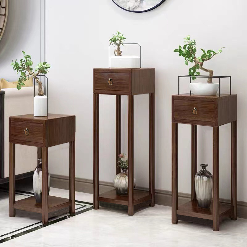 架子客厅落地式电视柜旁边置物柜带抽屉胡桃色办公室鱼缸吊兰,住宅家具,花架/花几,淘宝优惠券,粉丝福利购,淘宝优惠卷