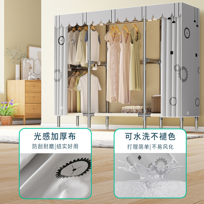 衣柜家用卧室简易衣柜出租房用布衣柜钢架结构儿童收纳全挂衣橱