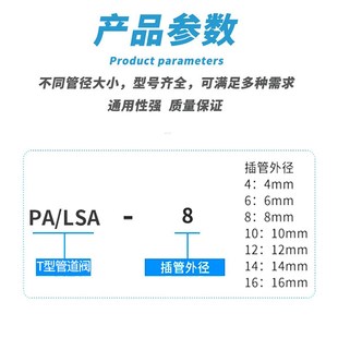 LSA 单向可调管道限节流阀气动管快插接头PA 1Z2精品黑