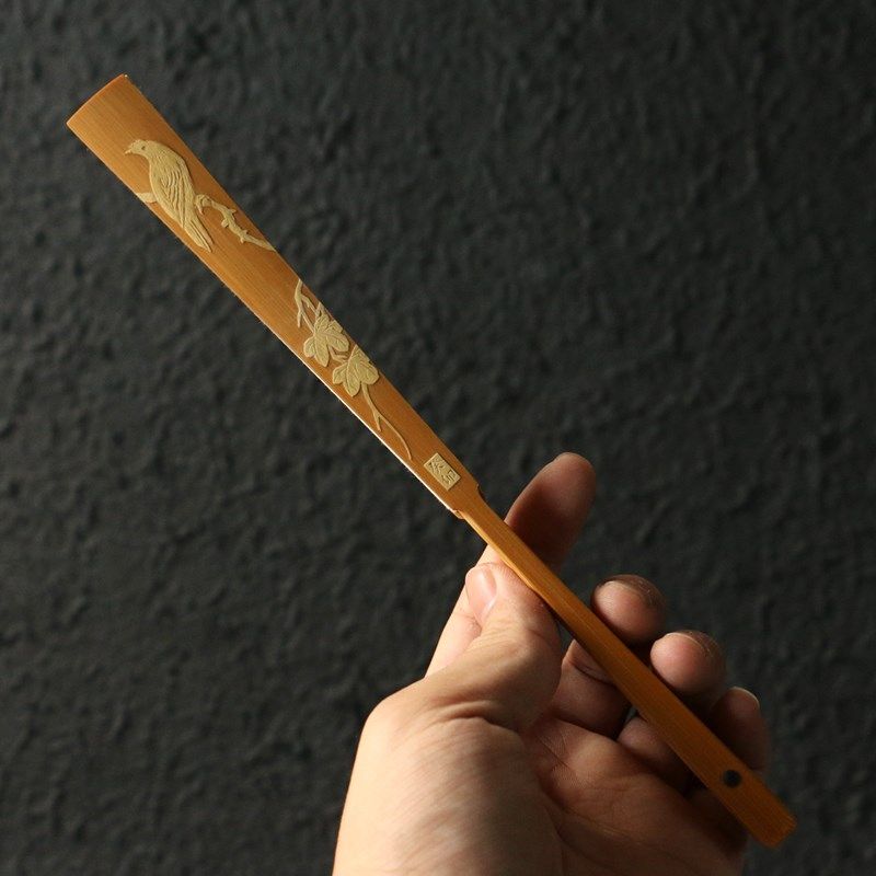 精品名家戚良纯手工留青雕刻鸟图老玉竹文玩竹折扇七小扇子