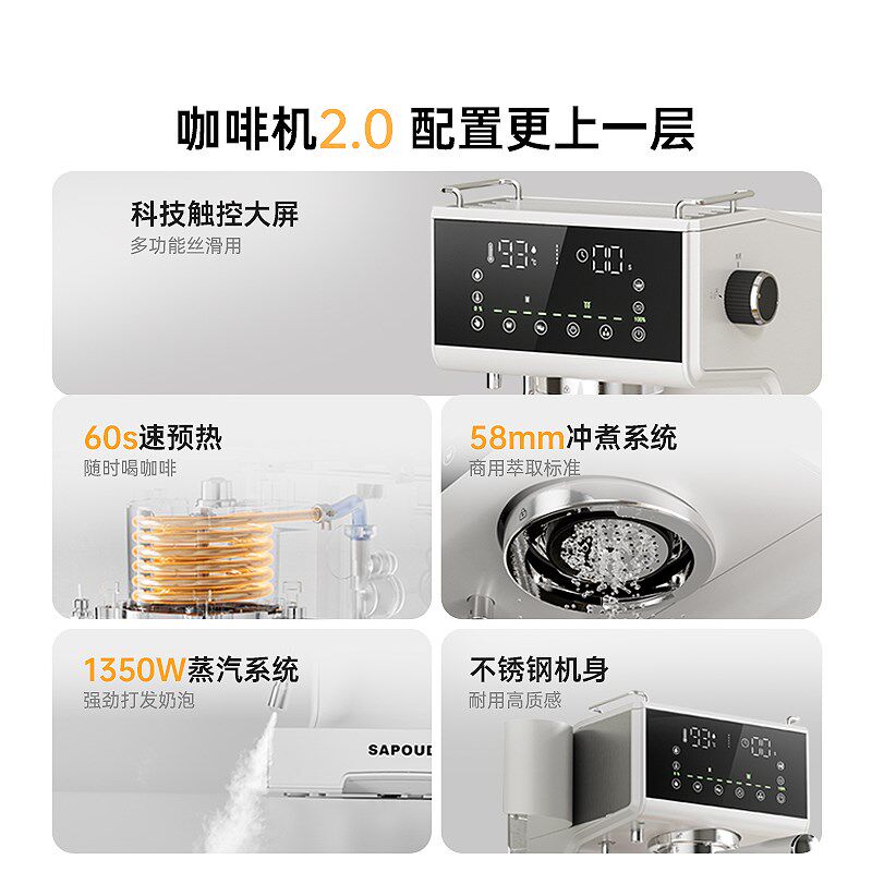 赛普达小型全半自动意式体蒸汽奶泡拉咖啡