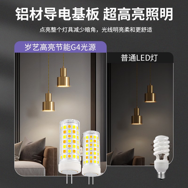 g4LED灯珠二针插脚小灯泡三色光家用水晶吊灯用节能超亮2055