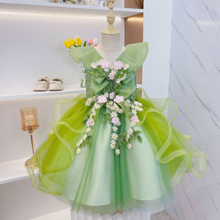 女童礼服公主裙蓬蓬裙2022新款 儿童洋气裙子S演出服生日连衣 夏季