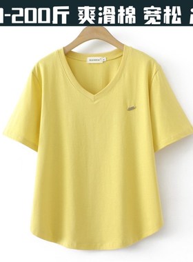 孕妇夏季短袖t恤宽松大码孕晚期 上衣E200斤纯棉v领白色打底衫薄