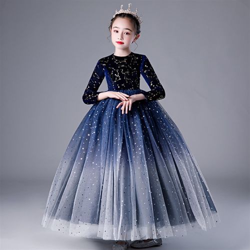 大码女童礼服中小学生显瘦连衣裙气质长裙儿童公主T裙钢琴主持人