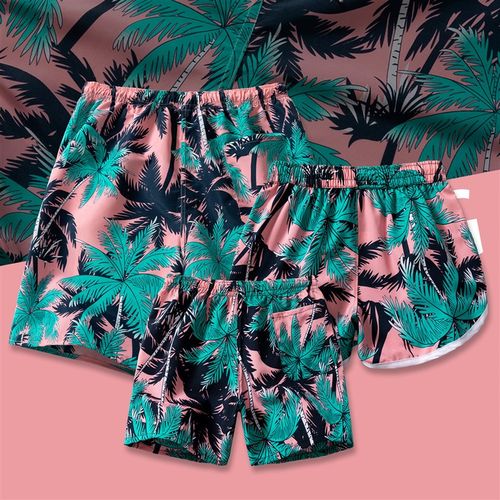 亲子裤夏母女母子三亚亲子装套装2021新J款潮沙滩短裤海边速干父