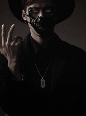 欧美流行复古高街狗牌吊坠男泰银