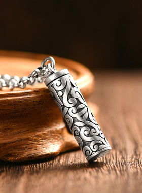 99足银平安嘎乌盒纯银吊坠男潮可