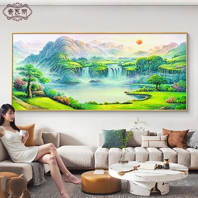 旭日东升客厅挂画2025新款沙发背景墙装饰画大气山水风景壁画