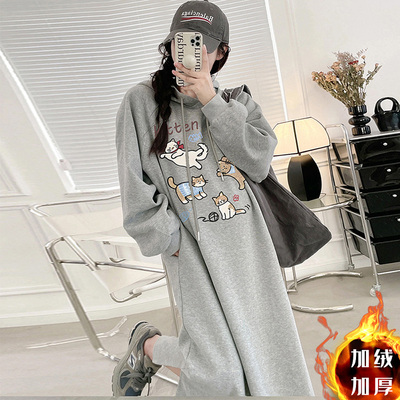 慵懒风长袖连衣裙女装秋冬新款