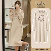 女装 连衣裙秋冬加绒 卫衣裙春秋2025新款 宽松休闲连帽上衣中长款