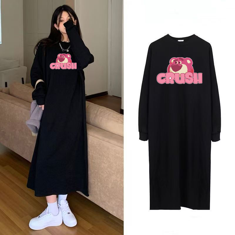 春秋季长袖长裙纯棉连衣裙女