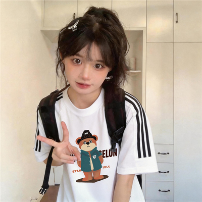 美式宽松印花短袖T恤女夏季新款