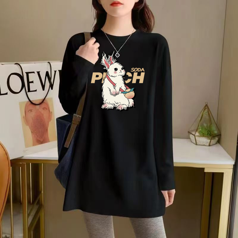 中长款时尚印花长袖上衣