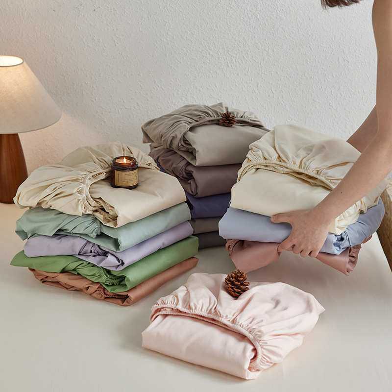 纯色A类100S贡缎长绒棉纯棉床单全棉床笠裸睡单品床上用品四件套4