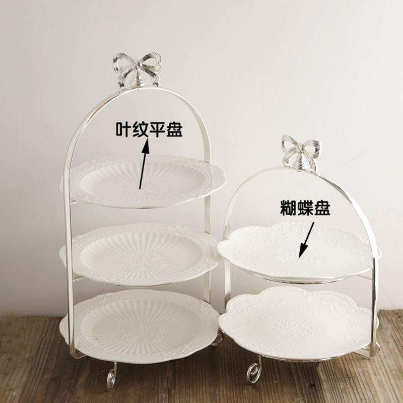 日单 创意糕点下午茶托盘 欧式银色三层架水果盘 点心盘 糕点盘