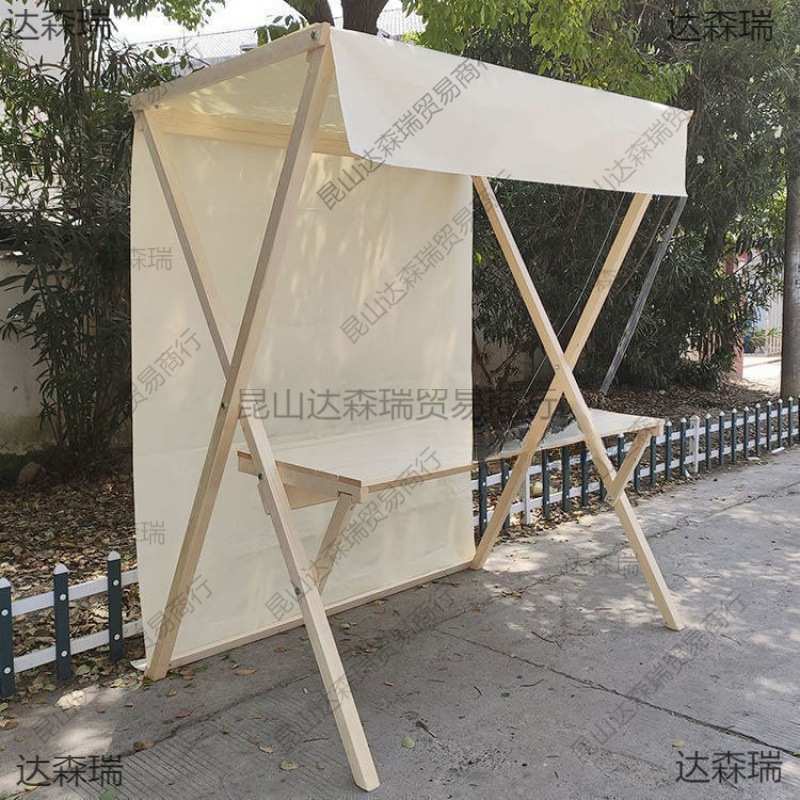 网红夜市商业街展示架摆摊市集摊位户外车实木活动棚架可折叠车棚