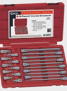 Genius天赋 3/8″10mm系列20件套内星形旋具套筒组BS-320TX