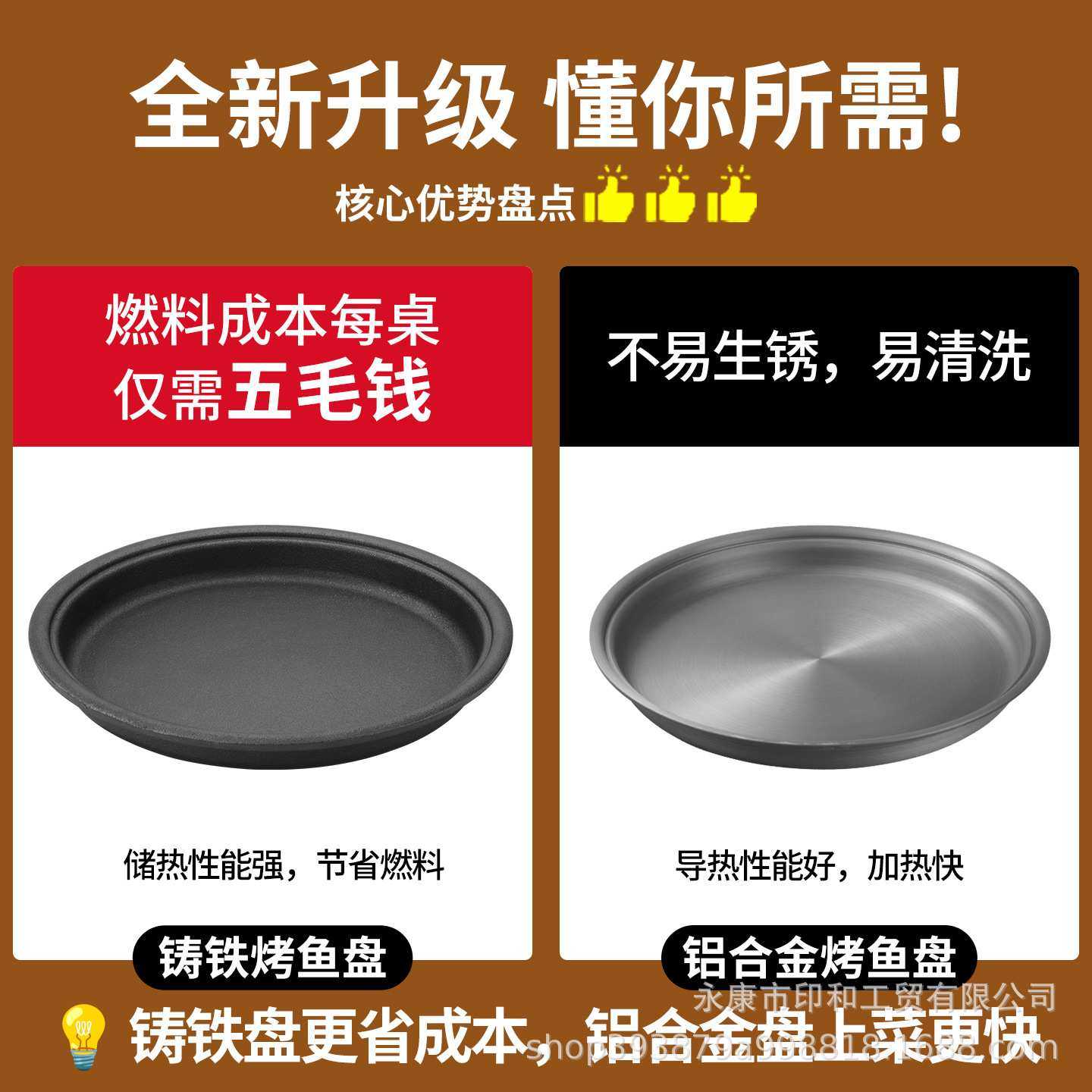 烤鱼炉商用圆形牛蛙锅干锅炉铸铁烤盘酒精炉餐厅豆花烤鱼专用烤炉图片