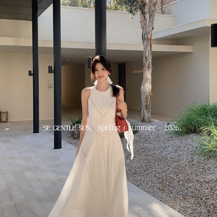 SE白标经济上行时法式 SUN 重工蕾丝拼接A字连衣裙88476 GENTLE
