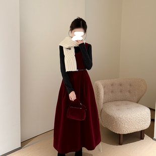 GROVE 腰带 .会款 配包包 丝绒加厚显瘦收腰背心连衣裙 SANTA