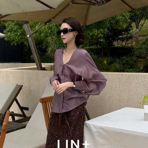 LIN+  -绳A版钉珠亮片时髦精气质法式优雅半身裙IP133
