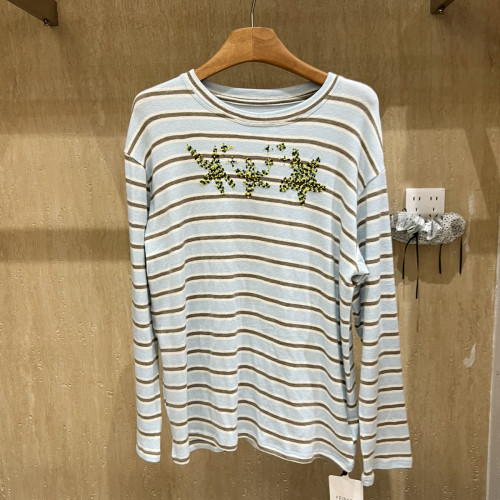 FEIMAO菲猫-领条纹长袖T恤女宽松显瘦防晒罩衫小衫50237